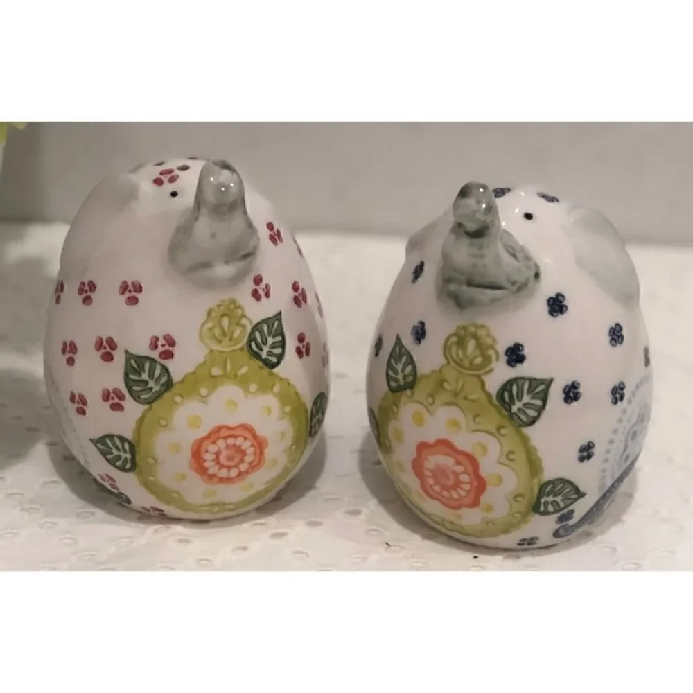 Pier 1 Floral Elephant Salt & Pepper Shakers New/ Retired
